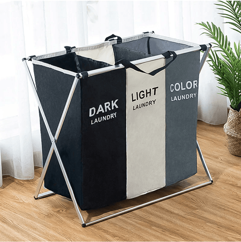 Cesto Canasto Organizador Triple Ropa Sucia Laundry Hogar